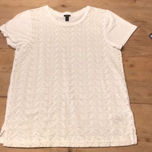 J.Crew White Eyelet T- Shirt. EUC.